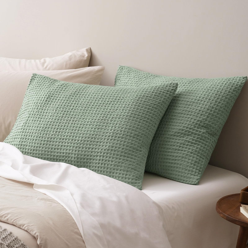 PHF Ultra Soft Waffle Weave Pillow Shams, No Insert, 2 Pack Breathable & Skin-Friendly Pillow Cases, Stylish Decorative Bed Pillow Cases Covers