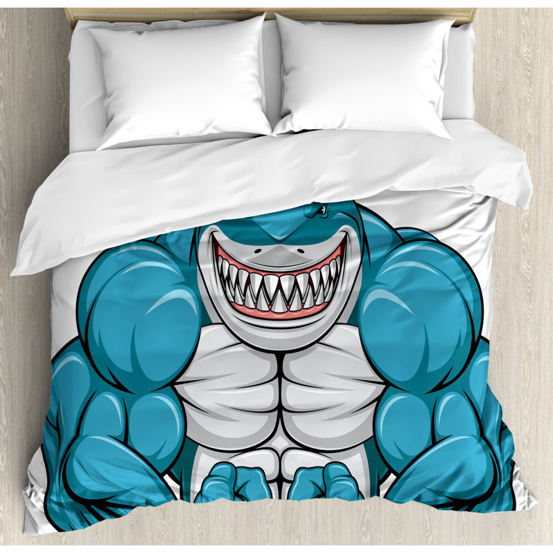 Ensemble de housse de couette Fish a sourire, Housse de couette pour très grand lit et 2 très 