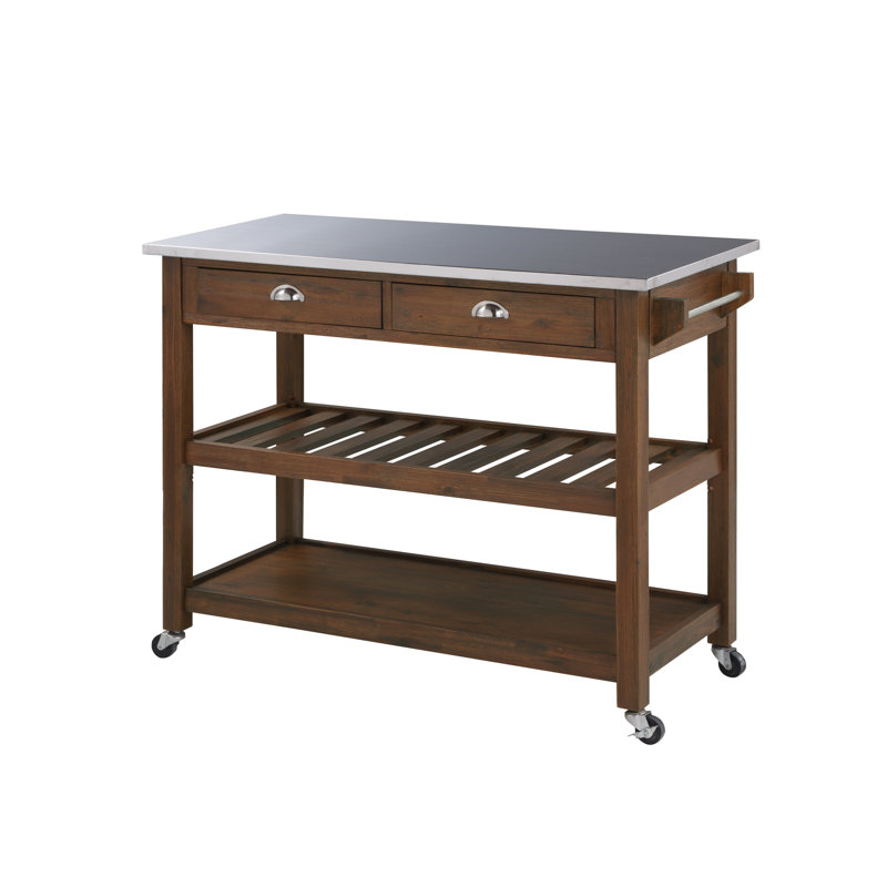 Corbi Kitchen Cart, Chestnut Wire-Brush