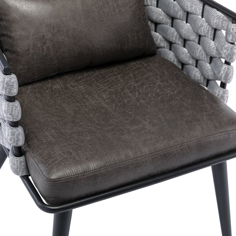 Chaise rembourrée avec accoudoirs Weaving Design, Noir gris