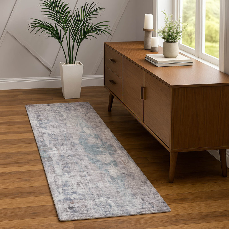 Tapis abstrait intérieur / extérieur lavable à la machine Mattis ACN2310, Tapis de couloir 2 pi 3 po x 7 pi 6 po