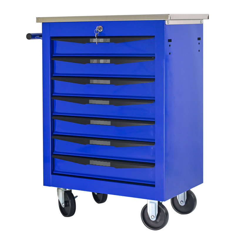 7 Tool Cart With 2 Brake And Powder Coated Surface - Rust- Black&Red Rust, Black Red