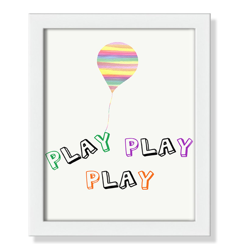 Play Play Play, impression sur papier, H 10 po x l 8 po x P 1,18 po, Encadré de boîte blanc