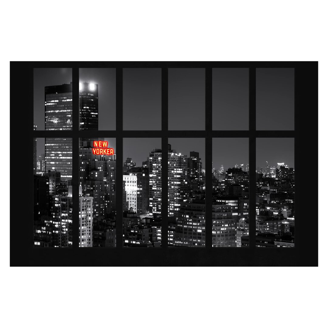 Glatte Fototapete New York Nacht Skyline 2,55 m x 384 cm