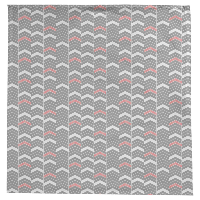 Stephenie Lined Chevrons Tablecloth, Gray/White/Red