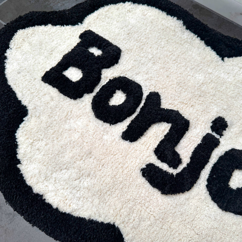 Bonjour Slogan Bath Mat Rug