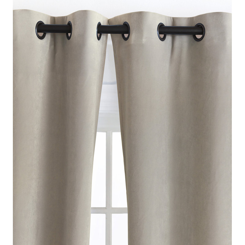 Nellis Plush Velvet Room Darkening Curtain, 48" W x 84" L, Glacier