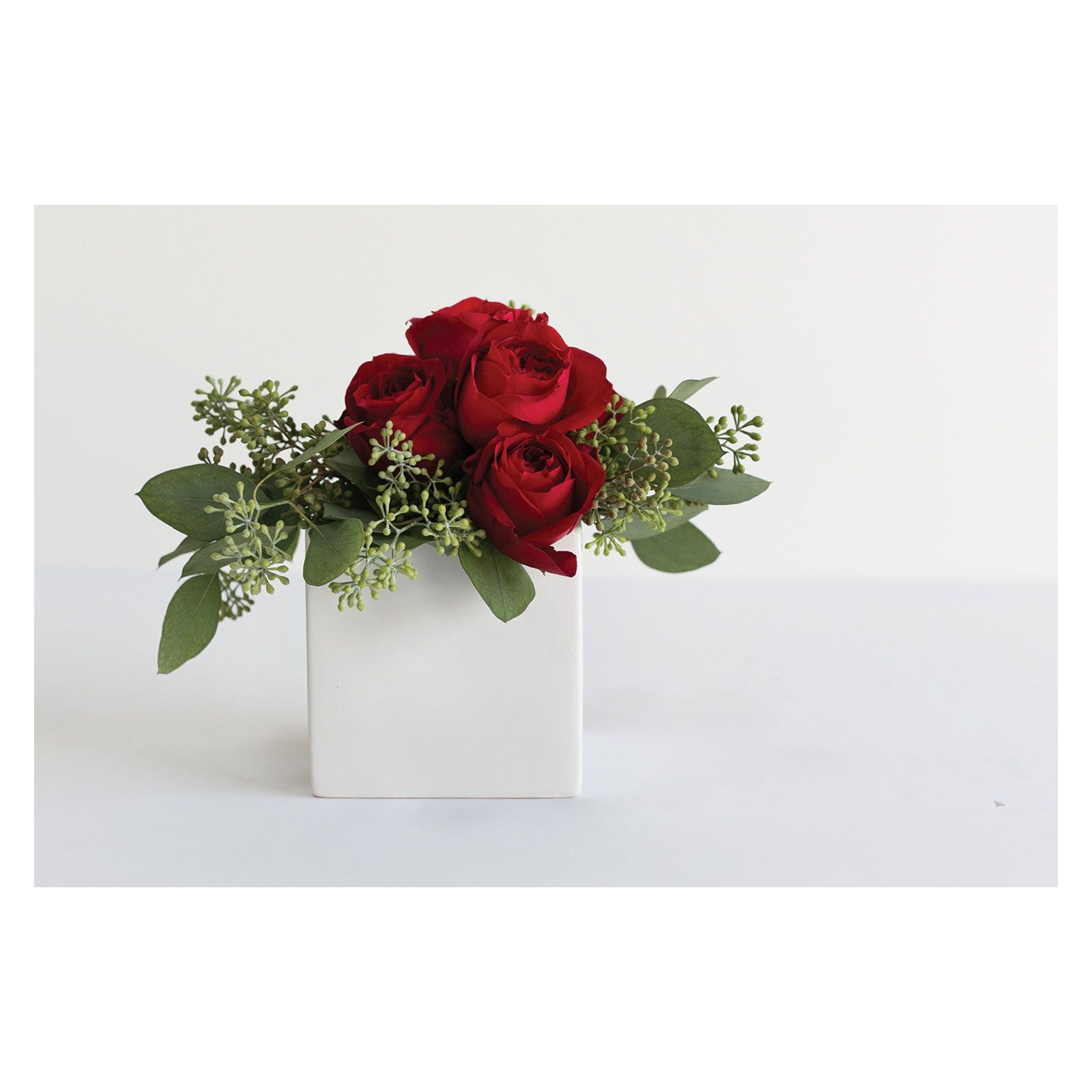 Demetria Ceramic Pot Planter, White, 4.75" H x 4.75" W x 4.75" D