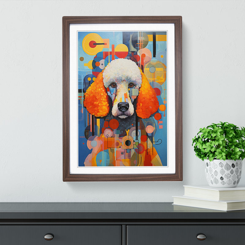 Poodle Constructivism - Framed Print, Walnut, 46cm H x 34cm W x 2cm D