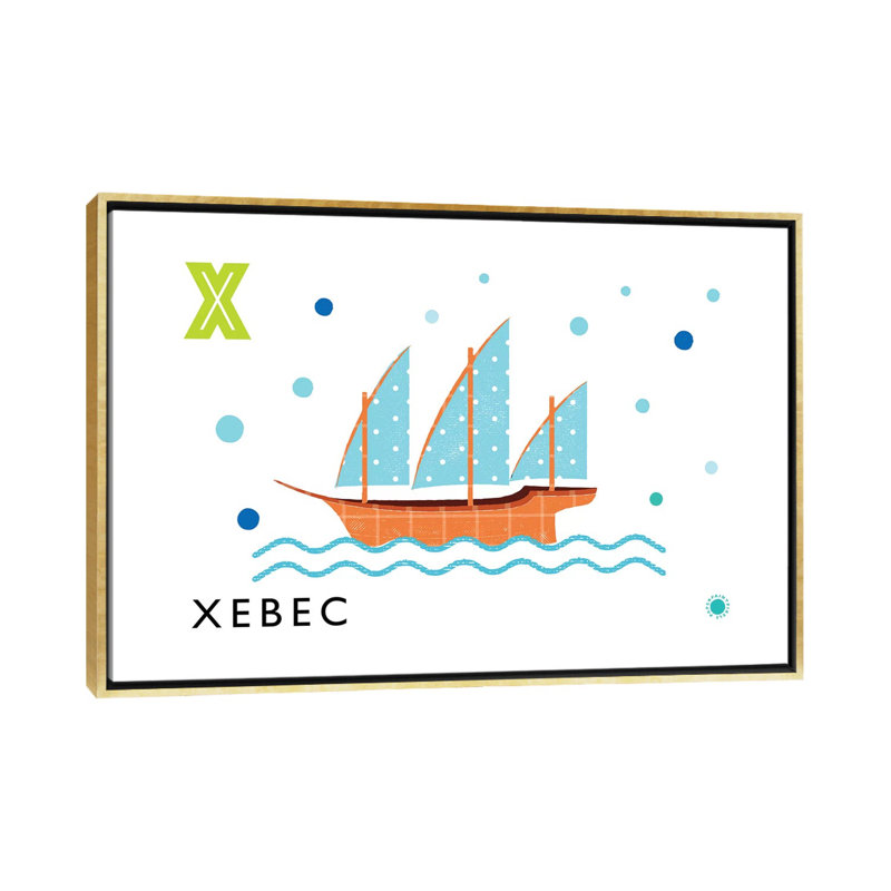 «X is for Xebec» - impression, Pas de tapis, H 40 po x l 60 po x 1,5 po, Toile encadrée d'or