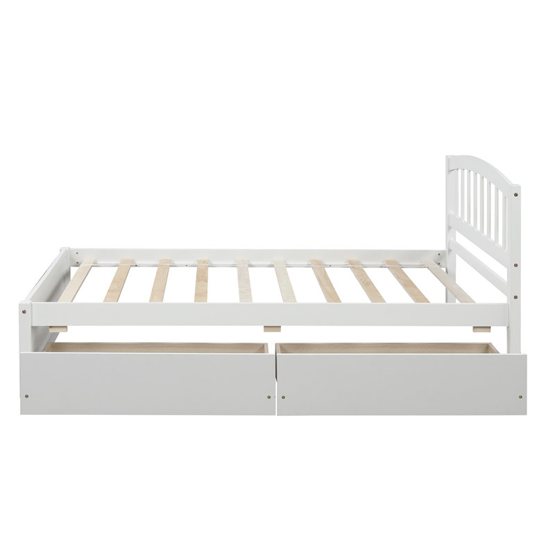 Lit simple avec tiroirs de rangement, Blanc