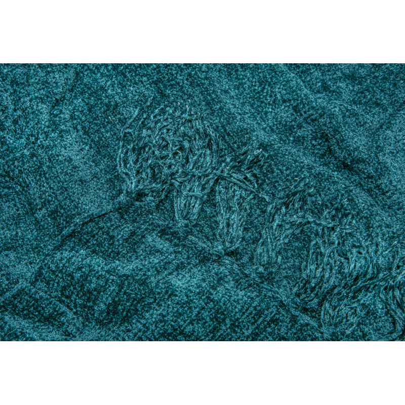  Couverture en chenille veloutée, Bleu sarcelle