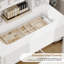 Deogilde Dressing Table with Cloud Shape Mirror, LED Lighted Makeup Vanity Desk with 5 Hooks-1622359313