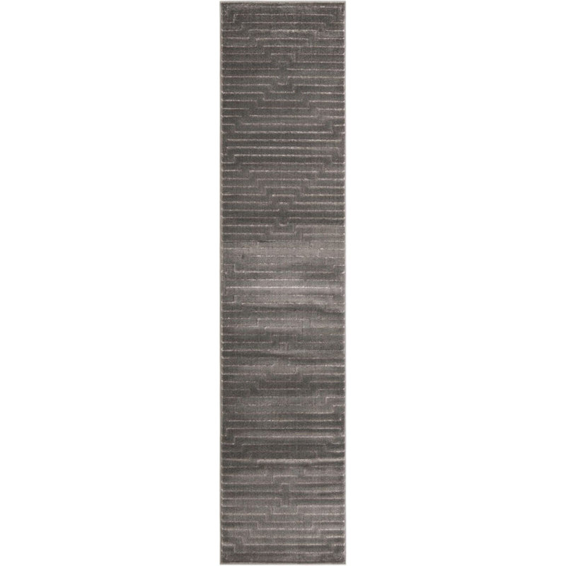 Contemporary Omotayo Area Rug Gray and Silver Color, Runner 2'7" x 12'