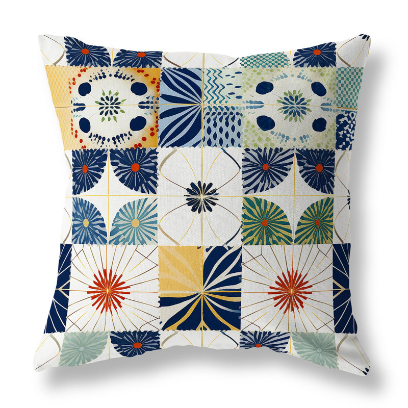Zellige Dreamscapes Broadcloth Throw Pillow, Blue/Green/Yellow, 16"H x 16"W