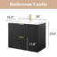 Meuble-lavabo mural cannelé noir 30 po avec comptoir simple en céramique blanche