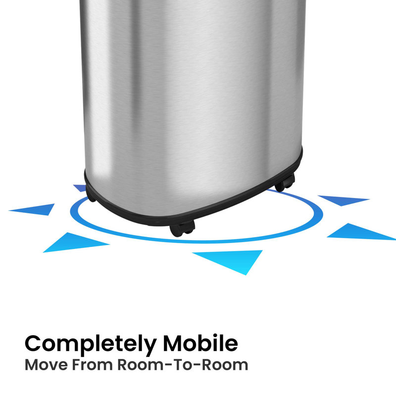16 Gallon Silver Stainless Steel Wheeled Kitchen Trash Can