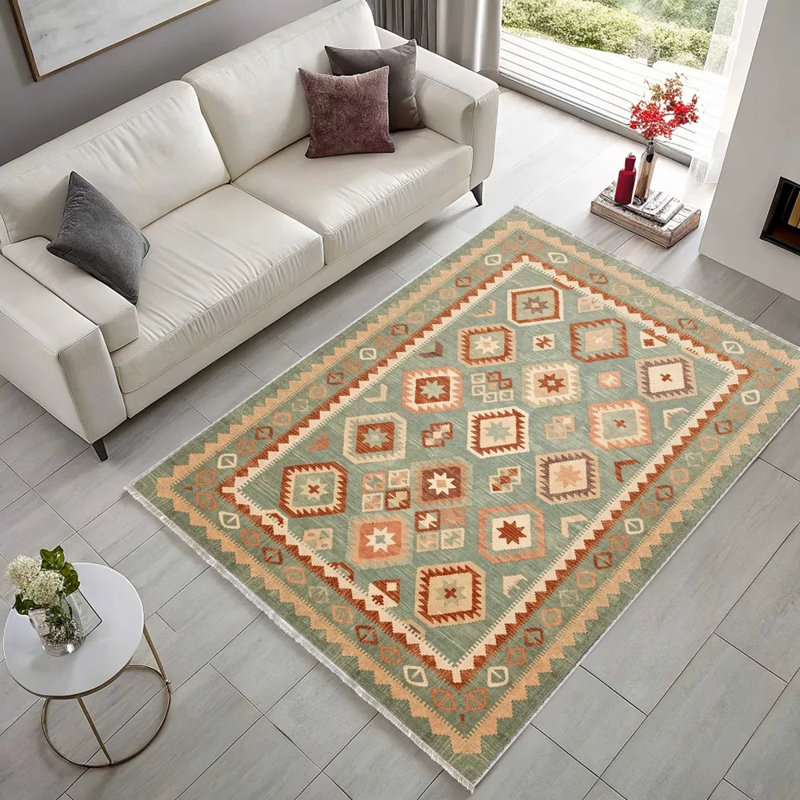 Vintage Look Cotton and Chenille Flatweave Area Rug, 80 x 150 cm