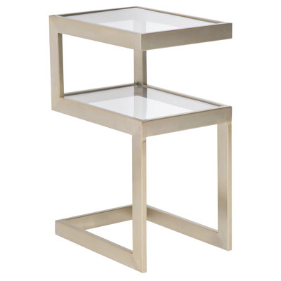 Michael Weiss Faraday Glass Frame End Table with Storage