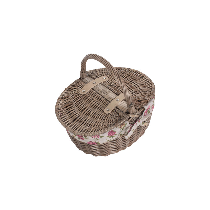 Wicker Small Double Lidded Picnic Basket with Lining
