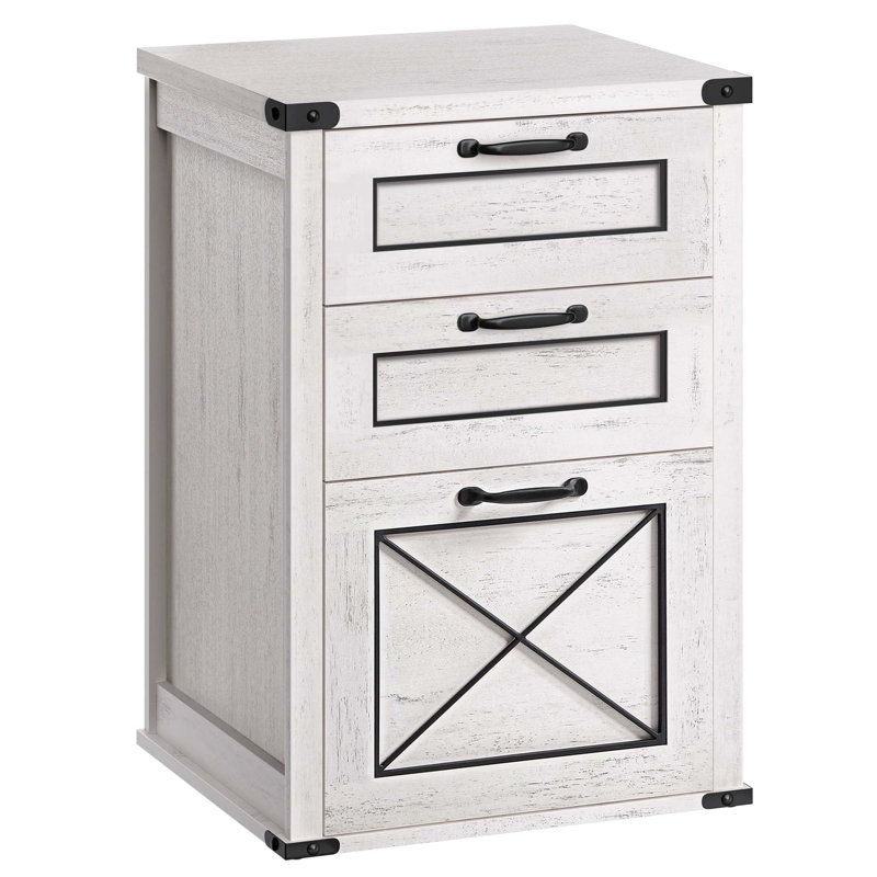 17.7 Wide 3 Drawers Filing Cabinet, White