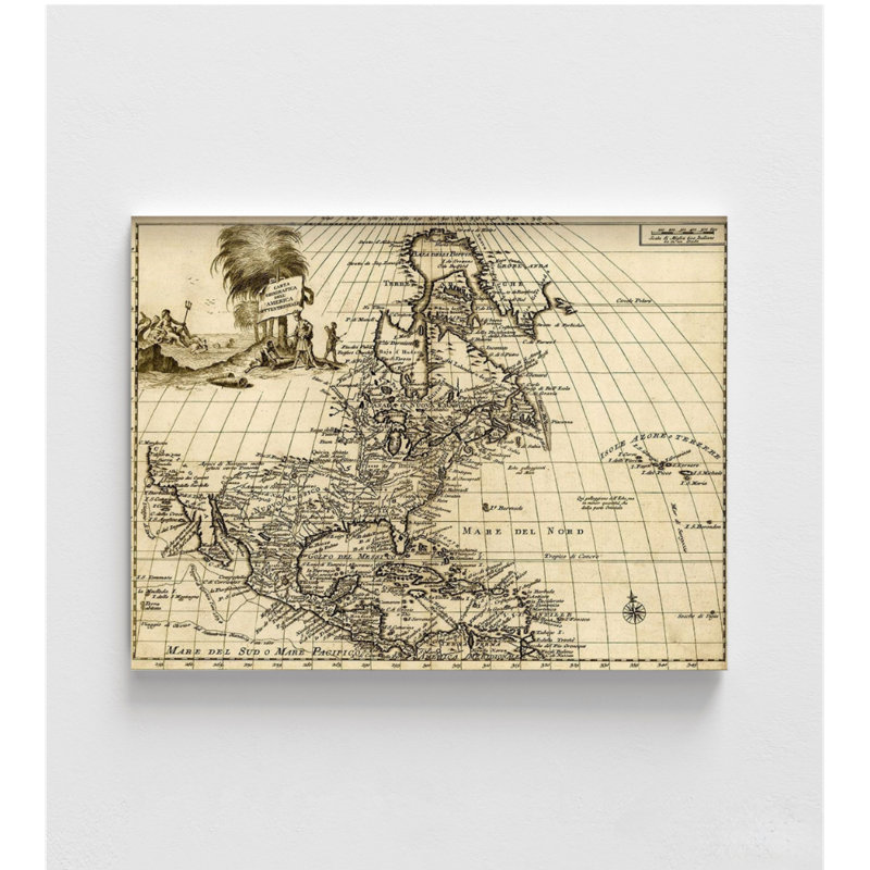 «North America 1750», impression de carte du Continent américain, art mural antique canadien, affiche de carte ancienne des États-Unis, art mural de couloir rustique