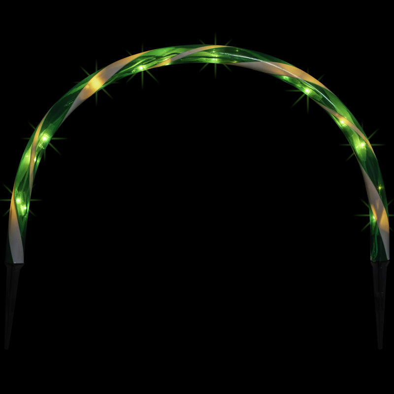 Candy Cane Outdoor Christmas Arch Pathway Markers - Green - Set Of 3