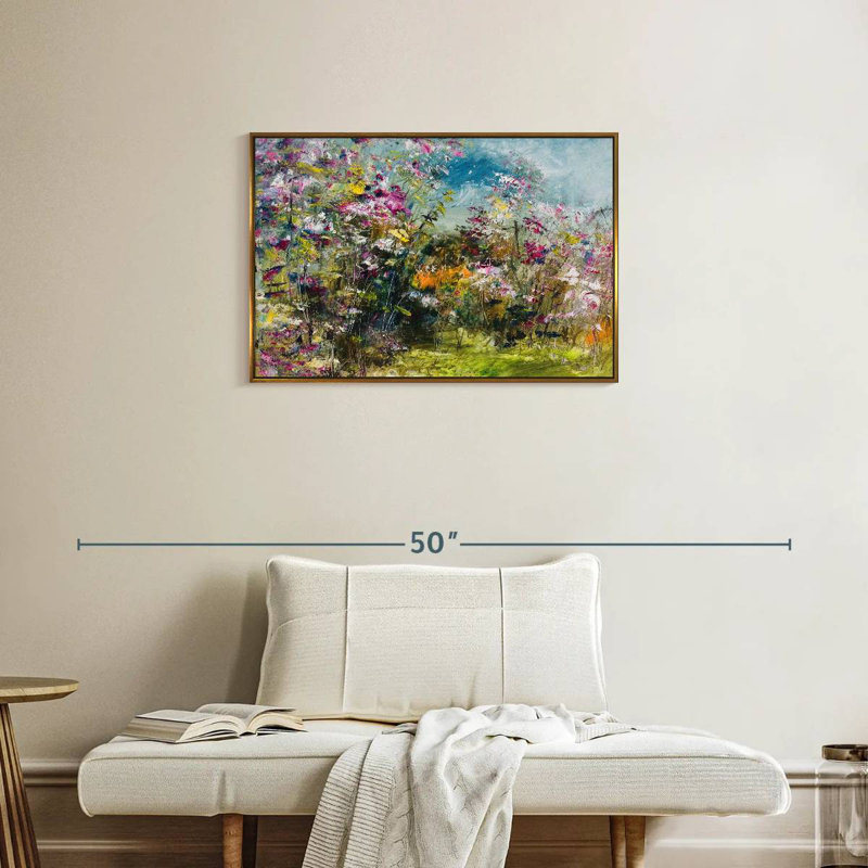 Abstrait fleur sauvage, Cadre flottant doré, 31 po x 21 po