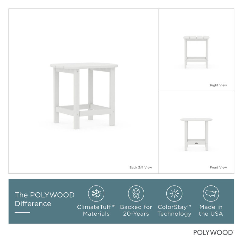 POLYWOOD South Beach 18" Side Table, White