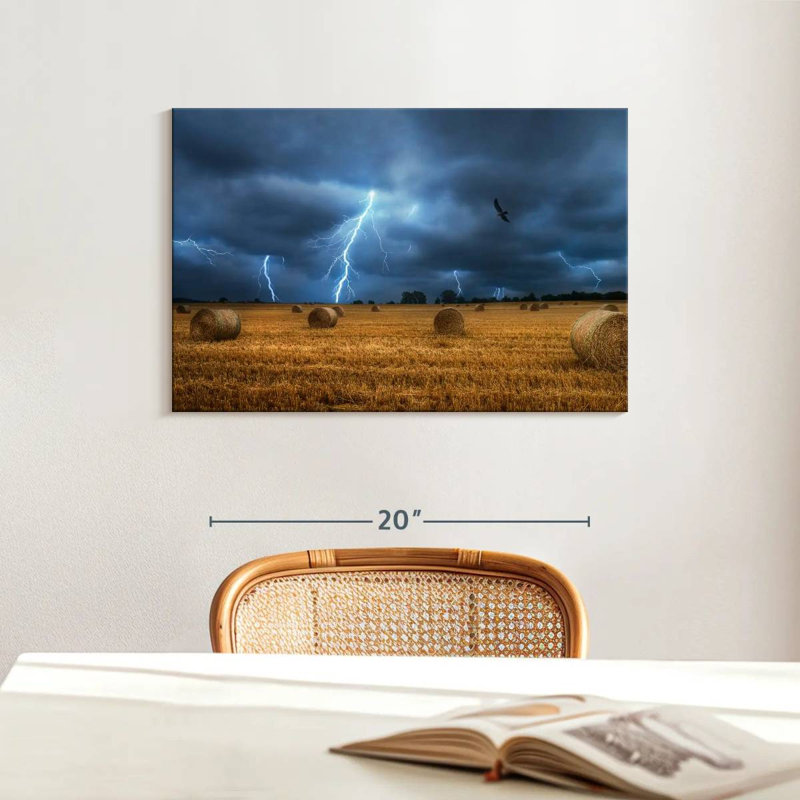 Lightning Over Field, 16" H x 24" W