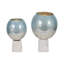 Porte-bougie moderne en verre avec base en marbre - Porte-bougie pilier décoratif pour table de salle à manger ou décoration intérieure - bleu et blanc-2054682153
