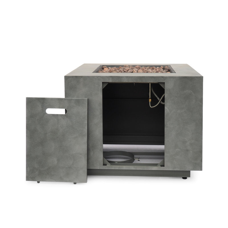 50,000 Iron Fire Pit - Square Shape, Rust-, No Assembly Needed, Stone Gray With Heat Iron, Matte