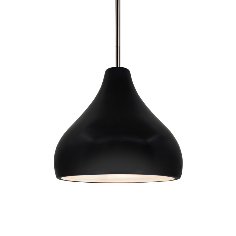 Luminaire suspendu à 1 lumière Meydan, H 7,25 po x l 8 po x P 8 po, Noir mat carbone, Nickel brossé