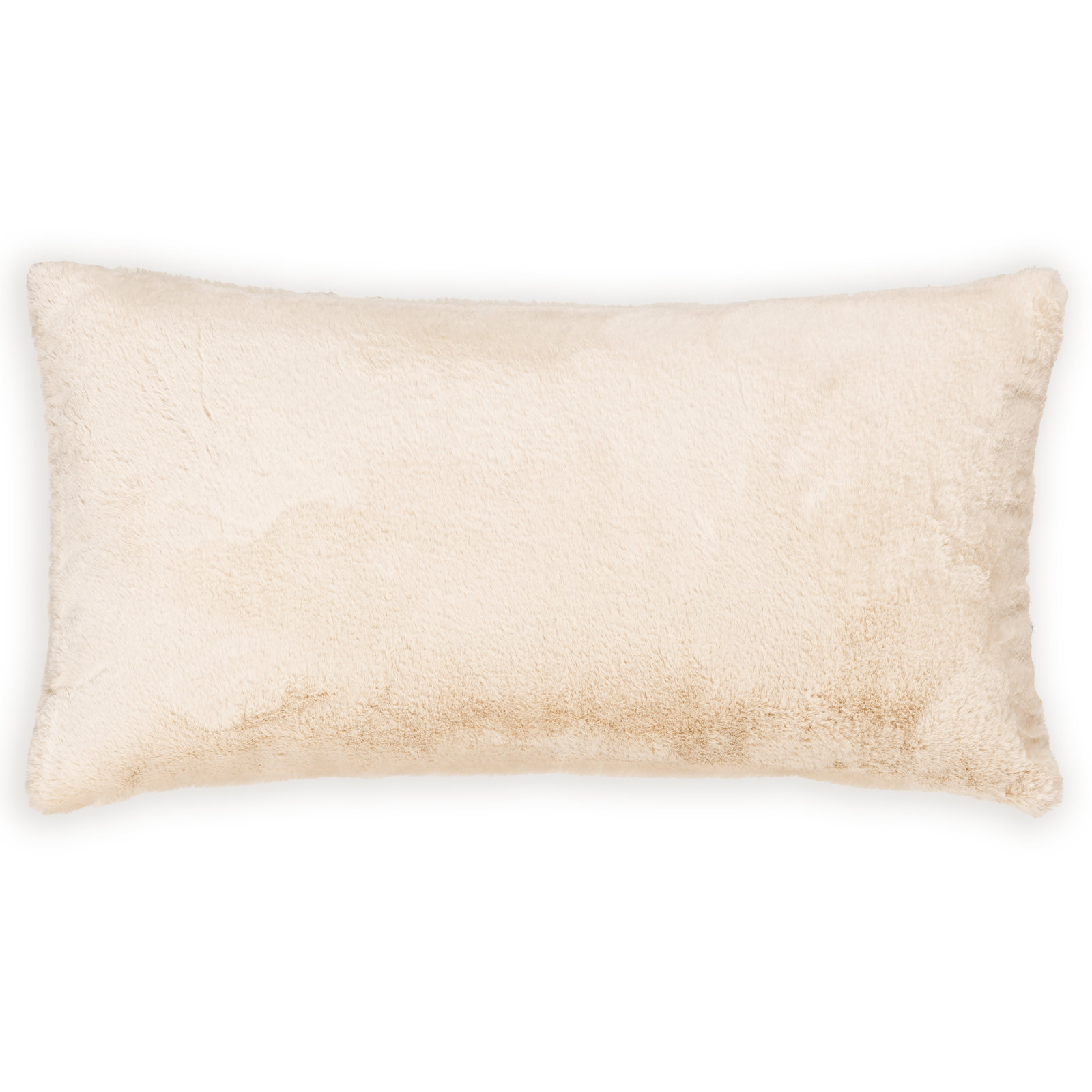 Fawn Faux Fur Throw Pillow, Cream, Rectangle 21"H x 12"W, Polyester