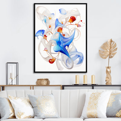 «Abstract Blue Organic Shapes On White», reproduction d'art sur toile géométrique moderne