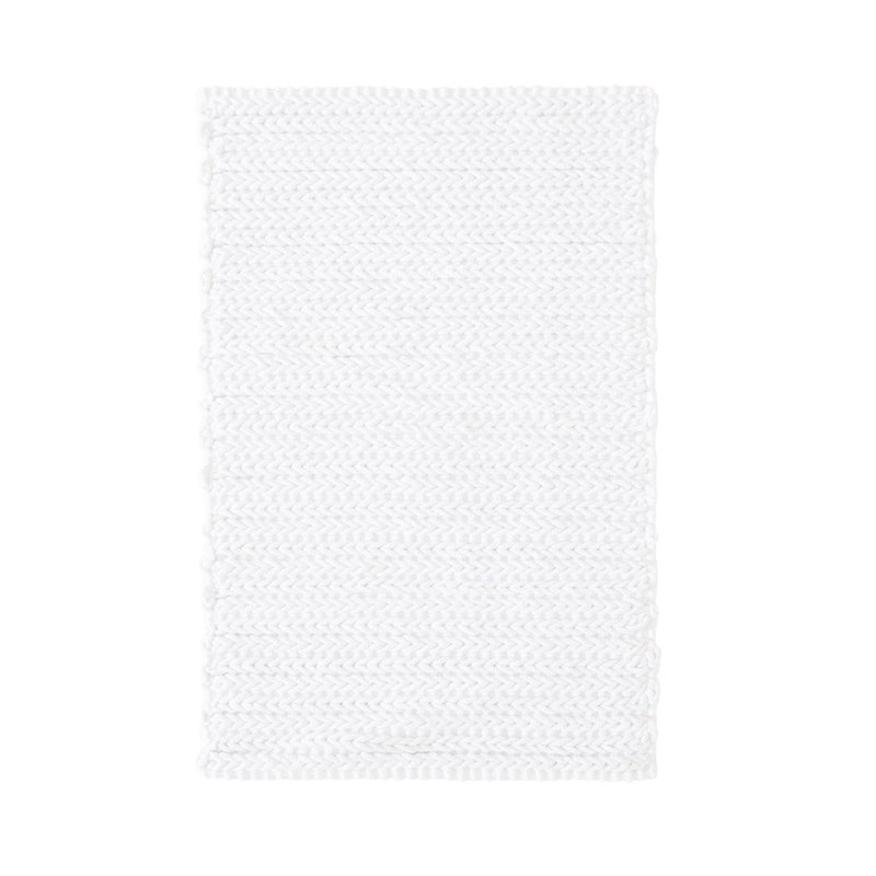 Lasso 100% Cotton Chenille Chain Stitch Non-Slip Bath Rug, 0.25" H x 20" W x 30" L, White