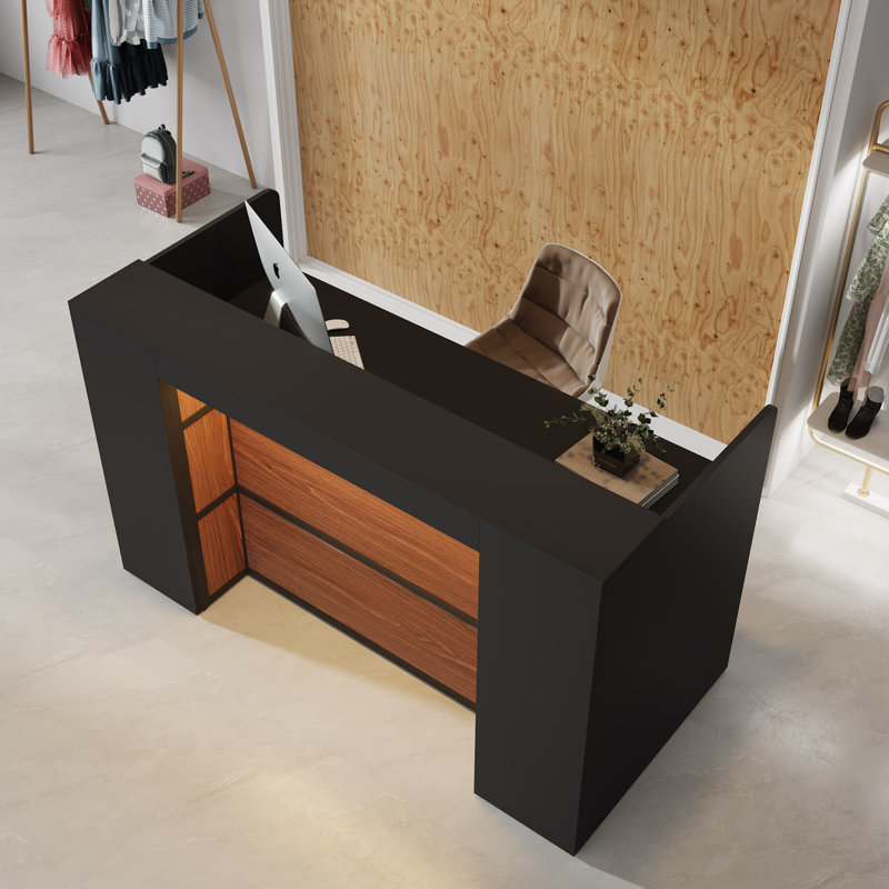 Table de réception moderne avec lumières DEL 63 po, Noir