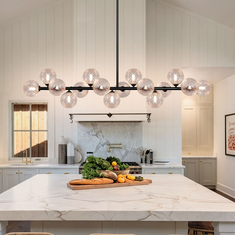 16 - Light Chandelier, Black + Clear Diamond