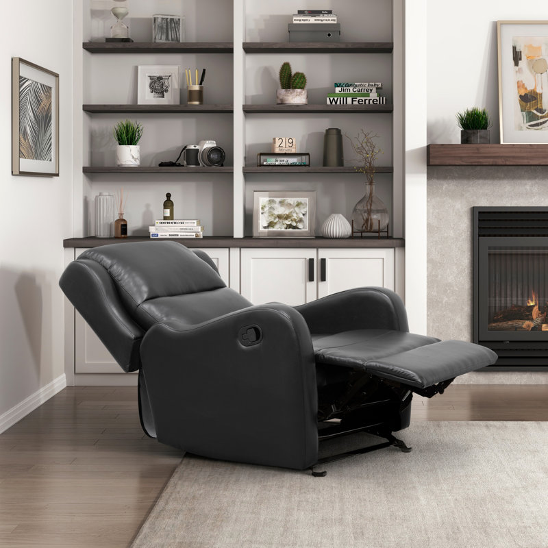 Fauteuil oscillant en similicuir et fauteuil inclinable 1pc, Noir