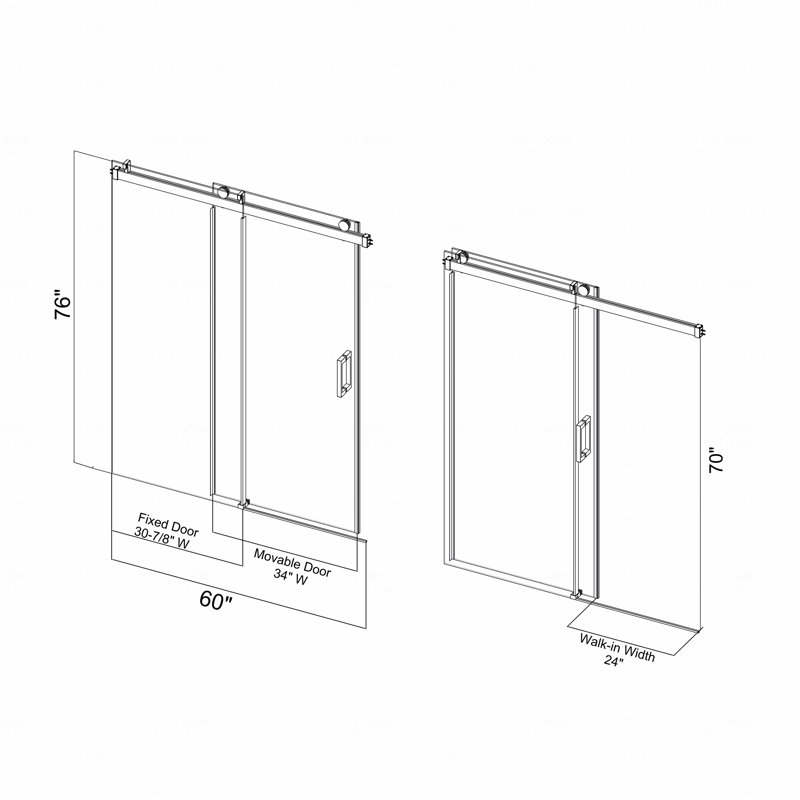 56"  - 60" W X 76" H Frameless Design Soft-Closing Single Sliding Opening Shower Door  - 3/8" (10Mm) Tempered Glass With Easy-Cleaning Coating