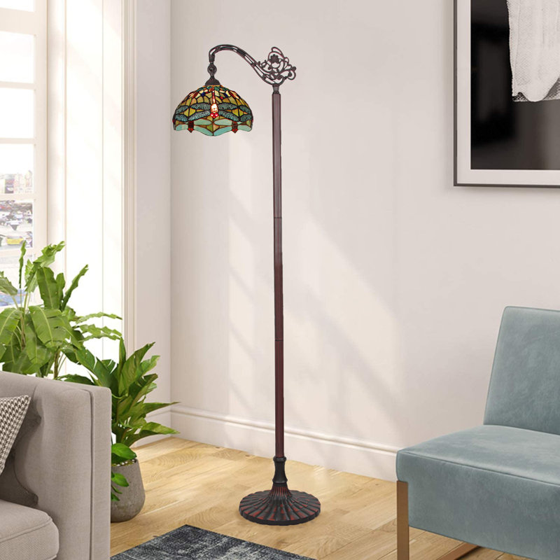 Mcabee 64.37'' Dark Bronze Task Floor Lamp, Blue
