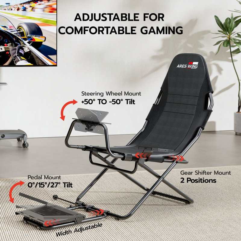 Foldable Racing Simulator Cockpit with Seat, Compatible with Fanatec, Thrustmaster, Logitech, Moza, PS5/PS4/Xbox/PC