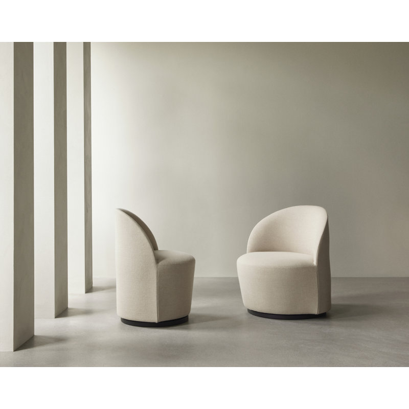 Tearoom Swivel Barrel Chair, Ivory Cotton Blend