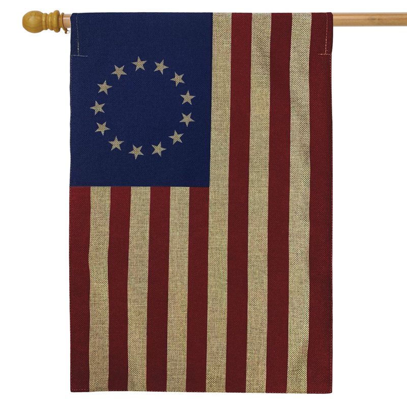 Drapeau de la maison en toile de jute Betsy Ross, Blanc / rouge / bleu / brun