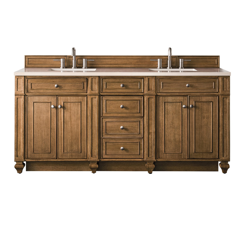 Bristol 72'' W Double Vanity, Saddle Brown, Ethereal Noctis, 8" Widespread
