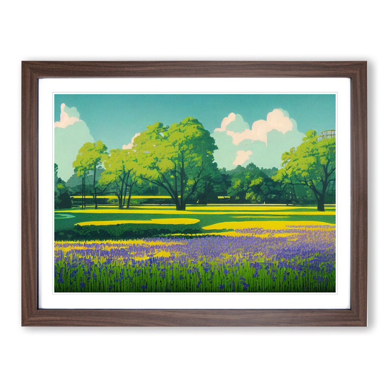 Miraculous Bluebell Field - Framed Print, 46cm H x 64cm W x 2cm D, Walnut