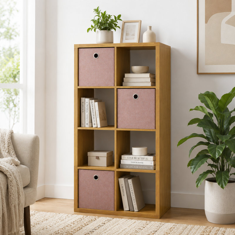 57.5" Walnut 8 Cube Bookcase