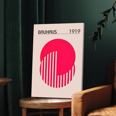1 pièce, art mural, affiches, Bauhaus 1919, art mural abstrait, impression sur toile, cercle rouge moderne, rayures, conception minimaliste, décoration pour le salon, la chambre à coucher, le bureau, une œuvre d'art contemporaine, une idée de cadeau
