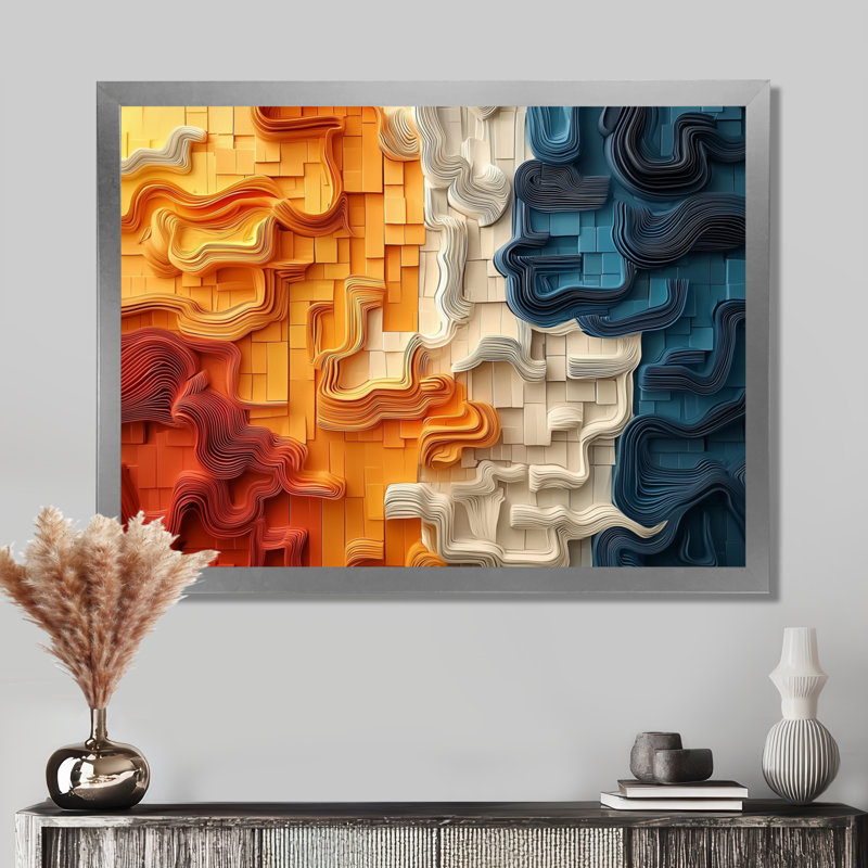 Biomorphism Fragments Forms III - Cubism, reproduction d'art sur toile, H 34 po x l 44 po, Cadre photo argenté