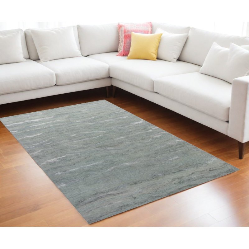 HomeRoots Rectangle Hand Tufted Wool Area Rug